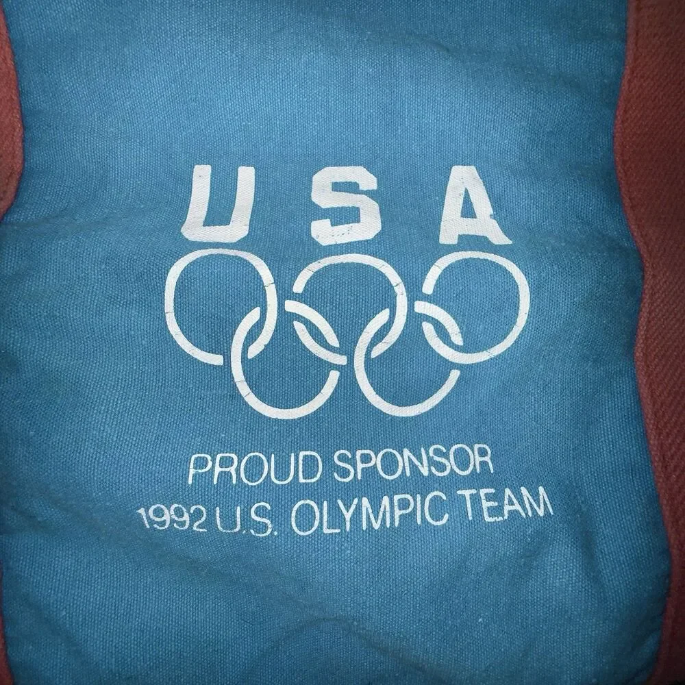 Vintage 1992 Olympics Ray-Ban Duffel Bag Blue W Red Straps